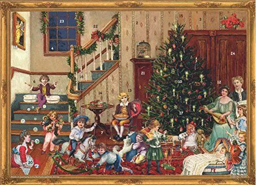 Produktbild: Nostalgischer Adventskalender für Erwachsene und Kinder mit Bildern und Glimmer 