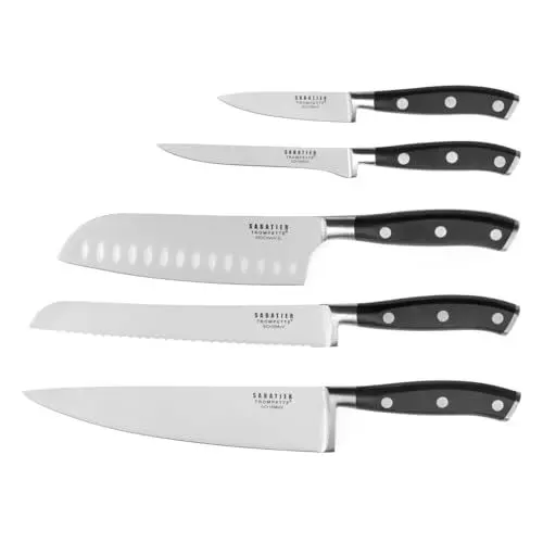 Produktbild: Richardson Sheffield SABATIER TROMPETTE Küchenmesser Set 5-teilig | Allzweckmesser, Ausbeinmesser, Santokumesser, Brotmesser, Kochmesser | 5Cr15MoV Edelstahl | rostfrei, poliert & spülmaschinenfest