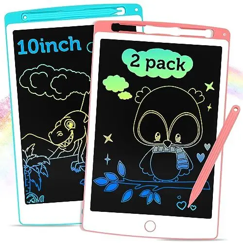 Produktbild: Richgv 2 Stück Spielzeug ab 1 2 3 4 5 6 Jahr alt Junge Mädchen,LCD Schreibtafel Kinder 10 Zoll,Maltafel Zaubertafel Kinder,Löschbar Mal Kinder Tablet,Magnettafel Kinder,Kinderspielzeug ab 1 Jahr
