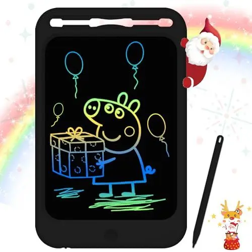 Produktbild: Richgv Bunte LCD Schreibtafel 10 Zoll,Maltafel Schreibtafel Kinder,EIN Schlüssel zum Löschen Funktion Mal Tablet Kinder,Maltafel Zaubertafel Ab 3 4 5 Jahre,Schreibtafel für Jungen Mädchen(Schwarz-C)