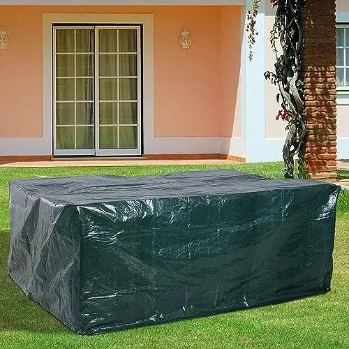 Produktbild: RICHIE Abdeckung für Gartenmöbel wasserdichte Schutzhülle Anti-UV Abdeckplane Atmungsaktiv Polyethylen für Gartentische Terrassenmöbel Rechteckig