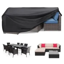 Produktbild: RICHIE Gartenmöbel Abdeckung wasserdicht Heavy Duty 420D Oxford Fabric 200x160x71cm Rechteckige Garten Tischabdeckungen Patio Tischabdeckung wasserdicht Anti-UV Rattan Möbel Abdeckungen