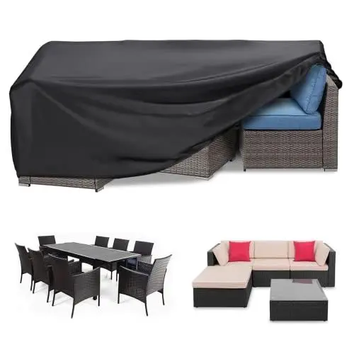 Produktbild: RICHIE Gartenmöbel Abdeckung wasserdicht Heavy Duty 420D Oxford Fabric 242x162x90cm Rechteckige Garten Tischabdeckungen Patio Tischabdeckung wasserdicht Anti-UV Rattan Möbel Abdeckungen…