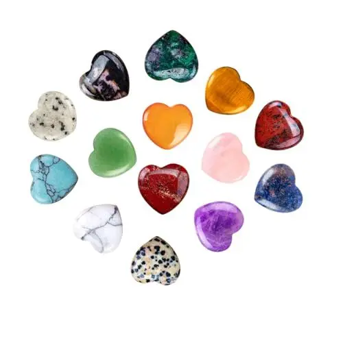 Produktbild: RICKMASK 15PCS Herzsteine Herzförmigen Crystal Herz Edelstein Herz Handschmeichler Stein Herz Glücksbringer Kristallsteine Herz Stein Deko für Dekoration Kunsthandwerk