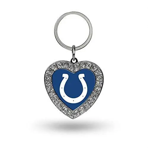Produktbild: Rico Industries NFL Indianapolis Colts Metall Strass Herz Schlüsselanhänger 3,5 x 7,6 cm