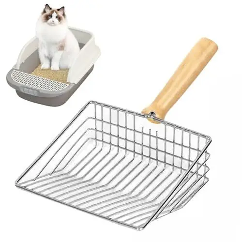Produktbild: Ricofot Schaufel Katzenklo, 28 x 14,5 x 5,5 cm Katzenklo Schaufel, Holzgriff Katzenstreuschaufel, Wiederverwendbar, Katzenschaufel, Katzenstreu Schaufel Geeignet für Katzen und Hunde