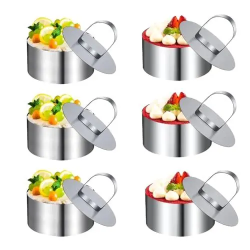 Produktbild: Ricofot Servierringe, 6 Stücke Dessertringe, 8 cm Servierring, Wiederverwendbar Tortenring klein, Anrichteringe Ideal zum Zubereiten von Torten Kuchen Mousse Muffins Keksen usw