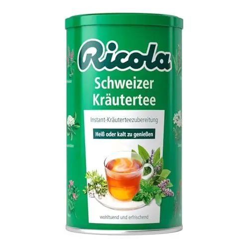 Produktbild: Ricola Schweizer Kräutertee, 200g Dose Original Schweizer Instant-Kräutertee mit 13 Bergkräutern, Zubereitung als Eistee oder warmer Tee, 1 x 200g, vegan