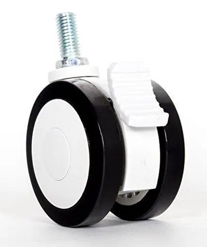 Produktbild: RICOO 1x Möbelrolle mit Bremse Rollen für Möbel 75mm Klein Lenkrolle mit Gewinde M12 - WMZ001 Kunststoff Schwenkrolle zum Einschrauben mit Feststeller