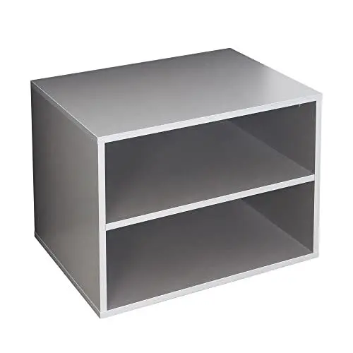 Produktbild: RICOO Bücherregal 2 Fächer 60 x 45 x 40 cm schmales Regal Spannplatte aus Holz Modern grau WM110-PL, Standregal Büro Bücherregale, Regale & Ablagen, Druckerständer, Druckerregal, Aktenregal