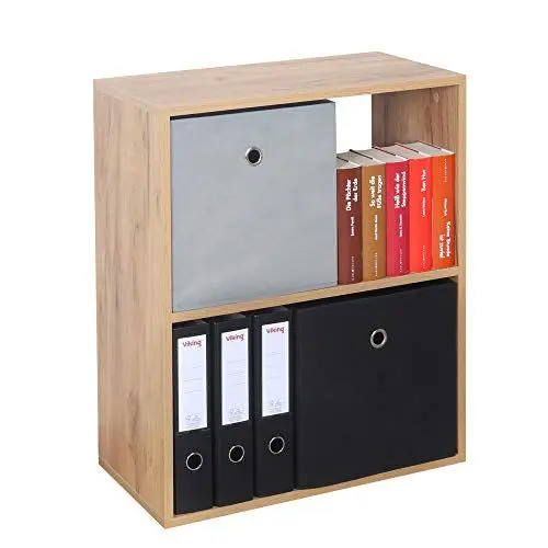 Produktbild: RICOO Bücherregal 2 Fächer 71 x 60 x 31 cm Regal Spannplatte aus Holz Modern Eiche braun WM111-EG, Standregal Büro Bücherregale, Regale & Ablagen, Druckerständer, Druckerregal, Aktenregal