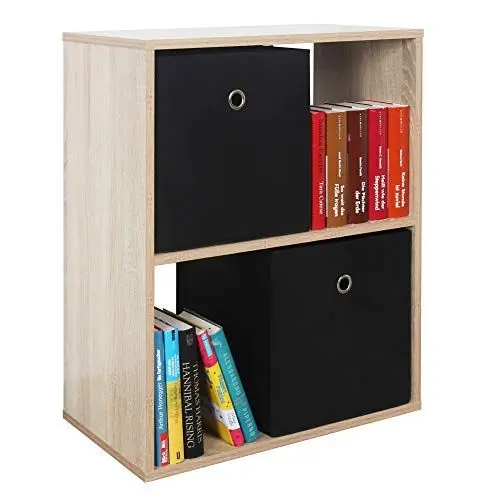 Produktbild: RICOO Bücherregal 2 Fächer 71 x 60 x 31cm schmales Regal Spannplatte aus Holz Eiche Sonoma braun WM111-ES, Standregal Büro Bücherregale, Regale & Ablagen Druckerständer, Druckerregal Aktenregal