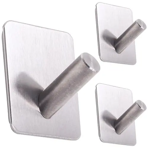 Produktbild: RICOO Haken Selbstklebend 3-er Set Klebehaken Bademantel Klebeband Extra Stark ohne Bohren Kleiderhaken MH021-3 Mikrofaser Handtuch-Haken Edelstahl Organizer Badezimmer Küche Wand-Haken zum Kleben