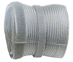 Produktbild: RICOO Kabelkanal Grau 200cm lang x 13,5cm breit Z9135G-2 Kabelschlauch wiederverschließbar mit Klettverschluss Kabelführung Kabel Management