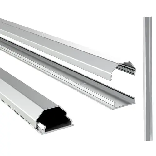 Produktbild: RICOO Kabelkanal aus Aluminium Universal Z0100-S Kabelführungssystem für Fussboden und Wand Wandleiste Kabelklemme Oberputzinstallation Kabelrinnen Leitungskanal, Silber