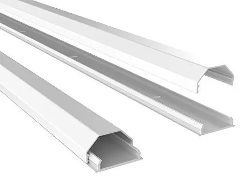 Produktbild: RICOO Kabelkanal aus Aluminium Universal Z0100-W Kabelführungssystem für Fussboden und Wand Wandleiste Kabelklemme Oberputzinstallation Kabelrinnen Leitungskanal, Weiss