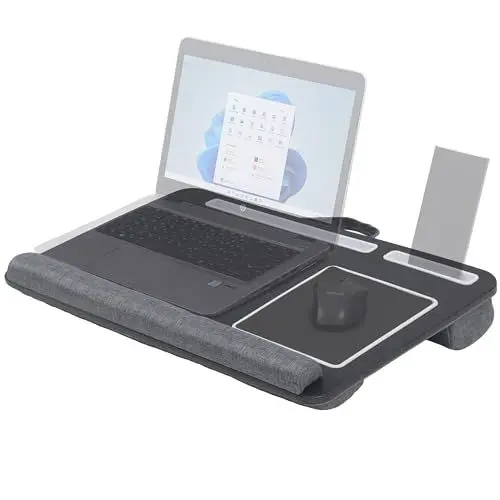 Produktbild: RICOO Laptopkissen Knietablett mit Kissen Mauspad Betttablett Laptop-Tisch Schoß bis 15,6 Zoll Notebook Unterlage Kissentablett LA0037 Lapdesk Ständer Computer Tablett-Tisch für Couch Bett Sofa