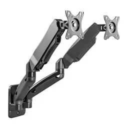 Produktbild: RICOO PC Monitor Wandhalterung 2 Monitore höhenverstellbar Gasfeder Schwenkbar Neigbar Bildschirm 17-24 Zoll, Halterung Wand S4711, Monitorhalterung, Bildschirmhalterung, VESA 75 x 75, 100x100 mm