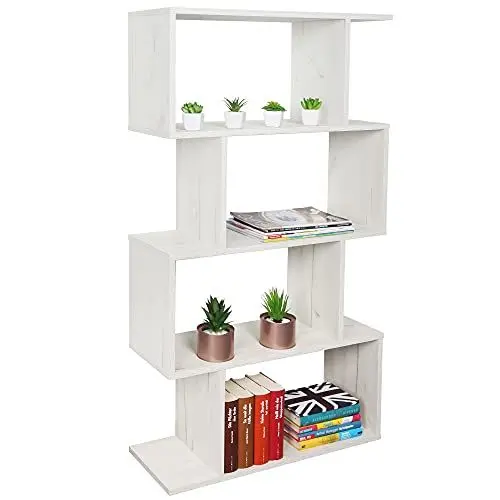 Produktbild: RICOO Regal 129 x 70 x 25cm, Standregal Eiche weiß WM071-EP Spannplatte aus Holz, Bücherregal Wandregal klein, Regale & Ablagen, schmales Regal, Büro Bücherregale, kleines Regal klein Büroregal
