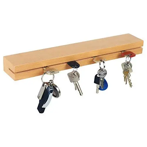 Produktbild: RICOO Schlüsselbrett aus Massiv Holz Schlüsselboard 35x6x3,5 cm Modern Wandhalterung Ablage SH440 Eiche Schlüsselhalter Wand Schlüsselleiste mit Ablagefläche Regalbrett mit Nut