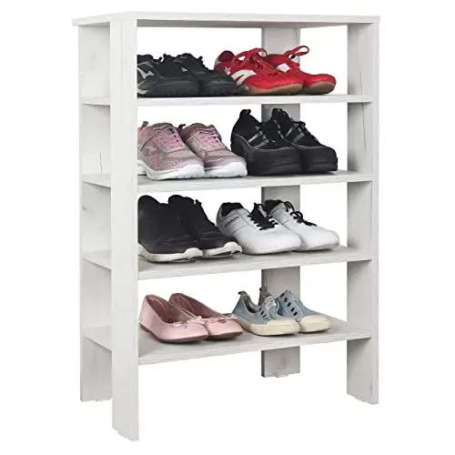Produktbild: RICOO Schuhregal platzsparend WM040-EP Shoe Rack Schuhschrank mit 4 Ebenen hoch Schuh Regal Holz Schuhständer Standregal Flur Schuhablagen Eiche-Picard