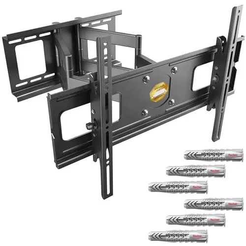 Produktbild: RICOO TV Wandhalterung für 40-75 Zoll Fernseher Halterung Fernsehhalterung für Wand mit Fischer-Dübel R06-F Smart Curved Schwenkarm Schwenkbar Neigbar Fernseh-Arm bis 95 Kg & VESA 600 (400) x 400 mm