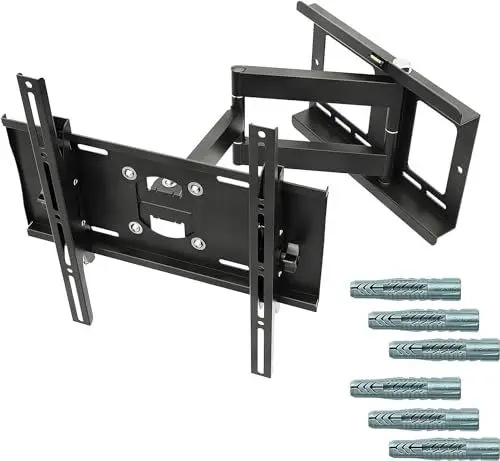 Produktbild: RICOO TV Wandhalterung Fernseher Halterung Schwenkarm mit Fischer-Dübel für 40-65 Zoll Bildschirm Flach OLED Fernsehhalterung für Wand R23-F Schwenkbar Neigbar Fernseh-Arm bis 95-Kg & VESA 400x400