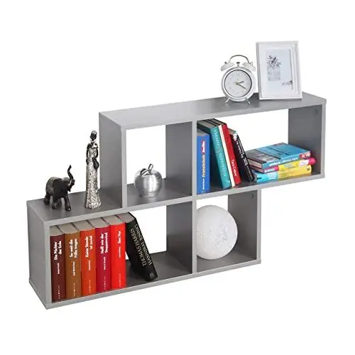 Produktbild: RICOO Wandregal 100 x 53 x 20 Grau, Spanplatte aus Holz, Hängereral WM051-PL, Regal Wand, Bücherregal Bilderregal Fotoregal Küchenregal Hängend Wandboard Würfelregal Schweberegal
