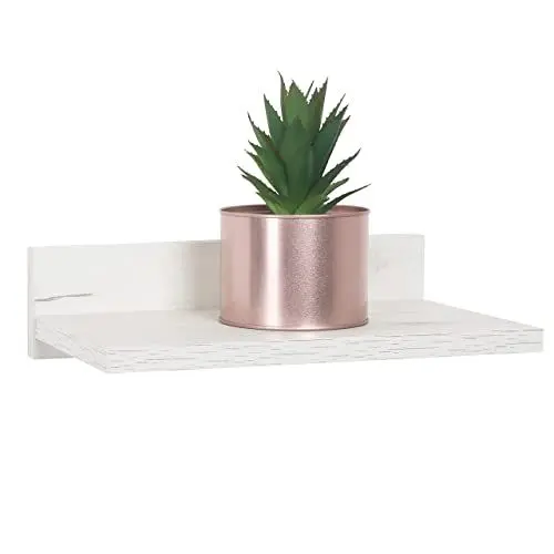 Produktbild: RICOO Wandregal 30 x 8 x 19 Eiche weiß, Spanplatte aus Holz, Hängereral WM057-EP, Regal Wand, Bücherregal Bilderregal Fotoregal Küchenregal Hängend Wandboard Regalbrett Schweberegal