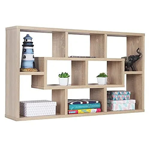 Produktbild: RICOO Wandregal 85x48x16 cm Bücherregal WM050-ES Sonoma Eiche Holz kleines Hängeregal Schweberegal