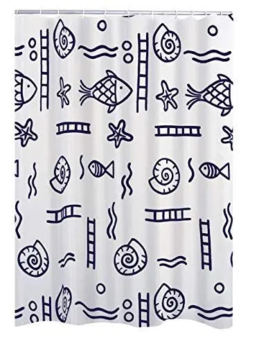 Produktbild: RIDDER Duschvorhang Textil ca. 180x200 cm Neptun, blau, inkl. Ringe | Waschbar | Fische | ÖkoTex