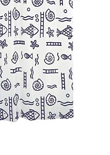 Produktbild: RIDDER Duschvorhang Textil ca. 240x180 cm Neptun, blau, inkl. Ringe | Waschbar | Fische | ÖkoTex