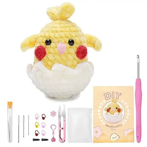 Produktbild: Riddur Häkelset für Anfänger, Häkelset für Anfänger Chenille-Häkelset für Erwachsene Starter-Set zum Häkeln und Stricken mit Tieren Enthält eine Schritt-für-Schritt-Anleitung und Video-Tutorials