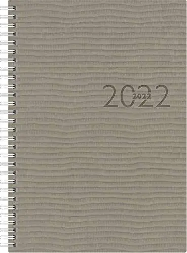 Produktbild: rido/idé 7023036802 Buchkalender studioplan int, 2 Seiten = 1 Woche, 168 x 240 mm, Kunstleder-Einband Tejo grau, Kalendarium 2022, mit Registerschnitt, Wire-O-Bindung