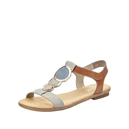 Produktbild: Rieker Damen 64278 Sandalen, Grau Cement Amaretto Rose Jeans 42, 41 EU