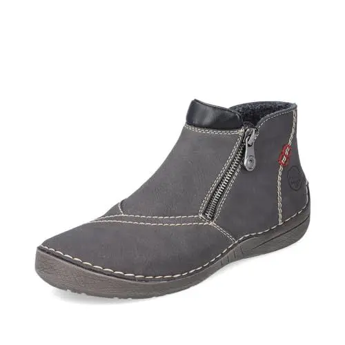 Produktbild: Rieker Damen Ankle Boots 52581, Frauen Stiefeletten,uebergangsschuhe,uebergangsstiefel,lederstiefel,reißverschluss,Stiefel,grau (45),42 EU / 8 UK
