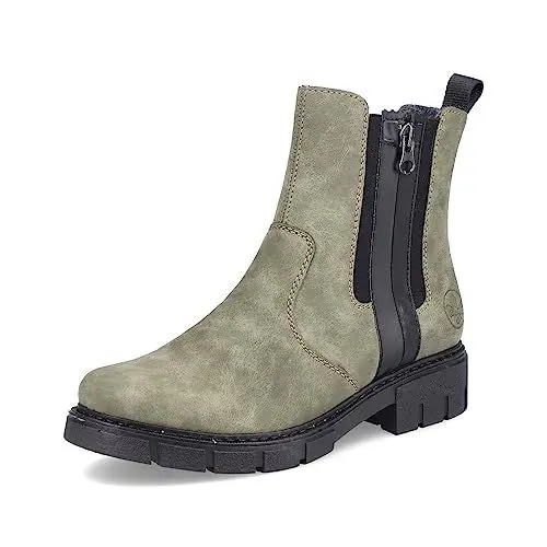 Produktbild: Rieker Damen Ankle Boots Z3560, Frauen Stiefeletten,uebergangsschuhe,uebergangsstiefel,flach,Stiefel,Bootee,Booties,grün (54),38 EU / 5 UK