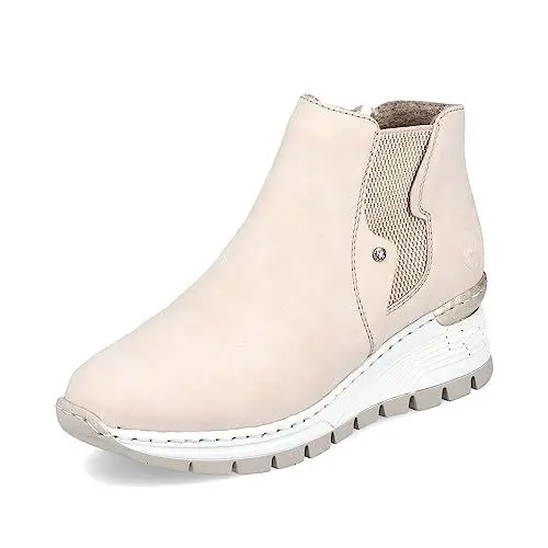 Produktbild: Rieker Damen Chelsea Boots N8361, Frauen Stiefeletten,lose Einlage,Kurzstiefel,uebergangsschuhe,uebergangsstiefel,flach,beige (62),37 EU / 4 UK