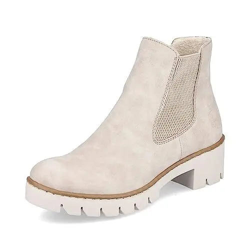 Produktbild: Rieker Damen Chelsea Boots X5772, Frauen Stiefeletten,uebergangsschuhe,uebergangsstiefel,Schlupfstiefel,flach,Stiefel,Bootee,beige (60),40 EU / 6.5 UK