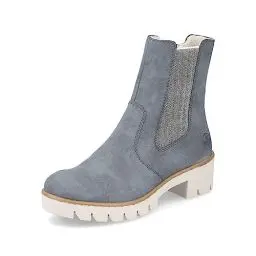 Produktbild: Rieker Damen Chelsea Boots X5780, Frauen Stiefeletten,Schlupfstiefel,Stiefel,Bootee,Booties,halbstiefel,Kurzstiefel,blau (14),39 EU / 6 UK