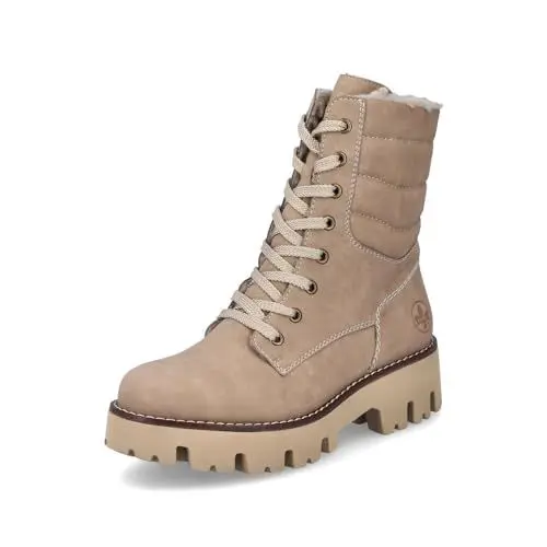 Produktbild: Rieker Damen Combat Boots Y3330, Frauen Stiefeletten,uebergangsstiefel,schnürstiefel,Winterstiefel,Winterschuhe,warm,Bootee,beige (20),40 EU / 6.5 UK