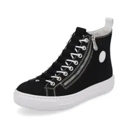 Produktbild: Rieker Damen High-Top Sneaker L9892, Frauen Halbschuhe,schnürschuhe,high top Sneaker,Sneaker-Stiefel,mid Cut,Sportschuhe,schwarz (00),38 EU / 5 UK