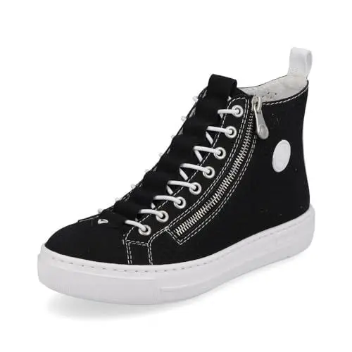 Produktbild: Rieker Damen High-Top Sneaker L9892, Frauen Halbschuhe,schnürschuhe,high top Sneaker,Sneaker-Stiefel,mid Cut,Sportschuhe,schwarz (00),38 EU / 5 UK