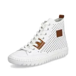 Produktbild: Rieker Damen High-Top Sneaker M2301, Frauen Halbschuhe,Strassenschuhe,Sportschuhe,Freizeitschuhe,Turnschuhe,Laufschuhe,Weiss (80),41 EU / 7.5 UK