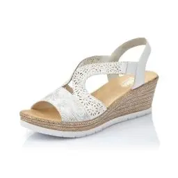 Produktbild: Rieker Damen Pantoletten 61916, Frauen Slipper,Schlupfschuhe,schluepfschuhe,Slides,Slip-ons,Backless Slipper,Mules,Weiss (80),39 EU / 6 UK