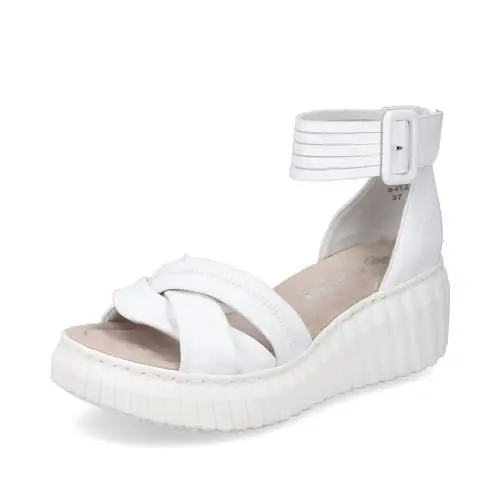 Produktbild: Rieker Damen Keilsandalen 64159, Frauen Sandalen,Keilsandaletten,Keilabsatz,Wedge-Heel,Sommerschuhe,Freizeitschuhe,Weiss (80),43 EU / 9 UK
