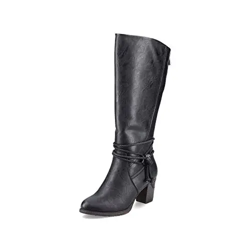 Produktbild: Rieker Damen Klassische Stiefel 96059, Frauen Stiefel,langschaftstiefel,hoher Absatz,Boots,Winterstiefel,Winterschuhe,schwarz (00),39 EU / 6 UK