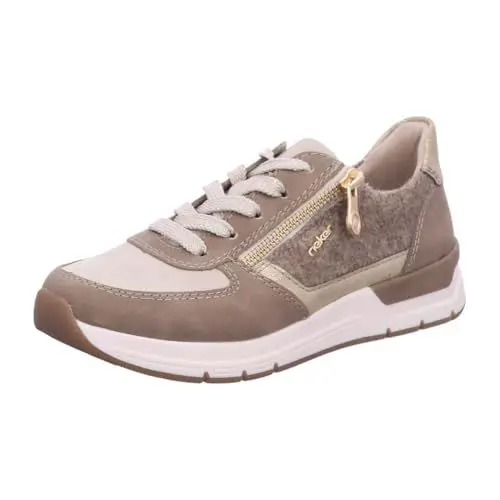 Produktbild: Rieker Damen Low-Top Sneaker 58902, Frauen Halbschuhe, lose Einlage,Laufschuhe,schnürschuhe,schnürer,Plateausohle,beige (64),38 EU / 5 UK