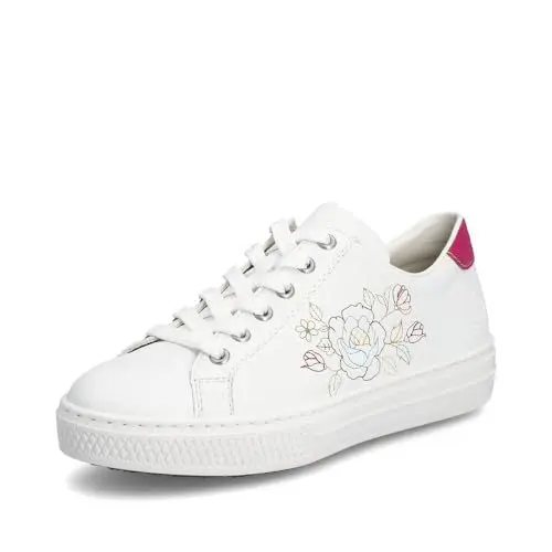 Produktbild: Rieker Damen Low-Top Sneaker L5901, Frauen Halbschuhe,Sportschuhe,Freizeitschuhe,Turnschuhe,Laufschuhe,schnürschuhe,Weiss (80),40 EU / 6.5 UK