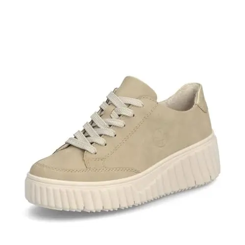 Produktbild: Rieker Damen Low-Top Sneaker N2503, Frauen Halbschuhe, lose Einlage,Plateausohle,straßenschuhe,Strassenschuhe,Sportschuhe,beige (62),41 EU / 7.5 UK